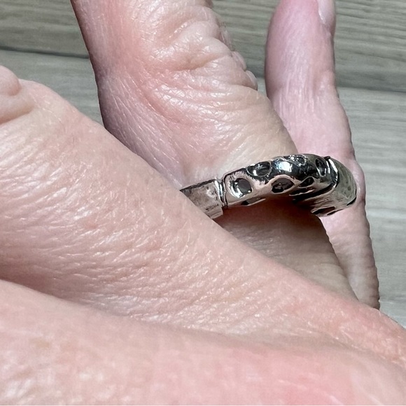 Designer DIAN MALOUF 14K White Gold/Sterling Silver Stacking Ring, Size 7 - Picture 6 of 8